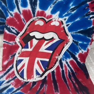 Sojara Rolling Stones Uk British Tie Dye TEE Women’s Small  Distressed T-shirt